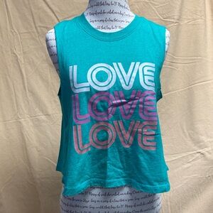 Spiritual Gangster Teal Love Crop Tank size S
